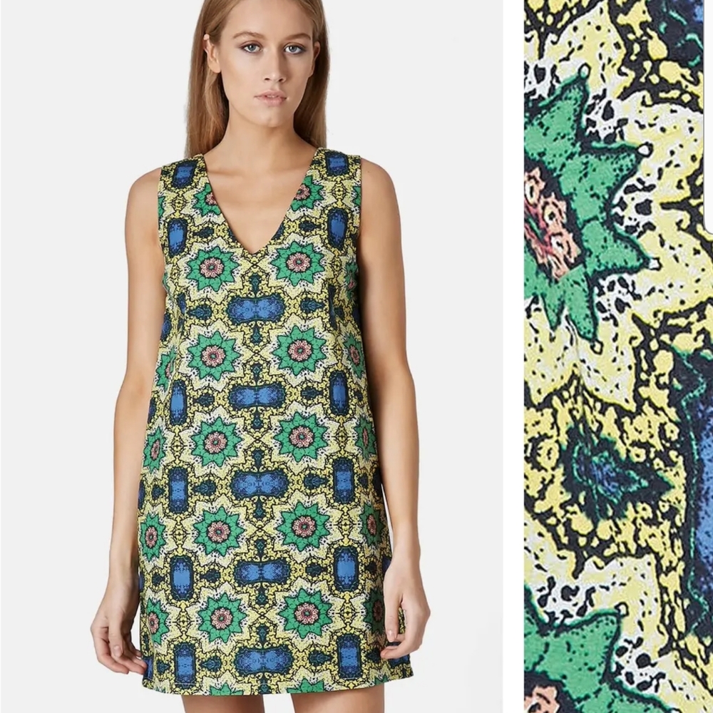 Topshop Tapestry Print Double V Neck Sundress